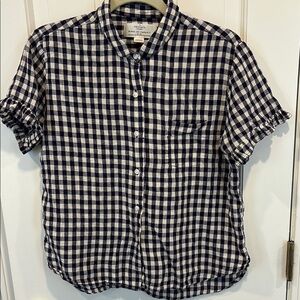 Trovata Navy and White Checkered Button Down Shirt